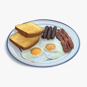 3d plate breakfast model