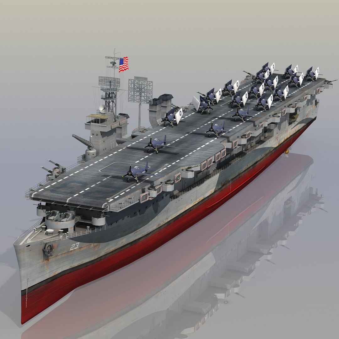 USSプリンストン CVL-23 インディペンデンス級航空母艦3Dモデル