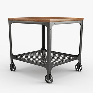 3D Rectangle Industrial Modern Rustic End Table