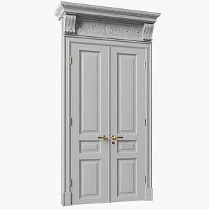 3D Classic door wood gray double swing