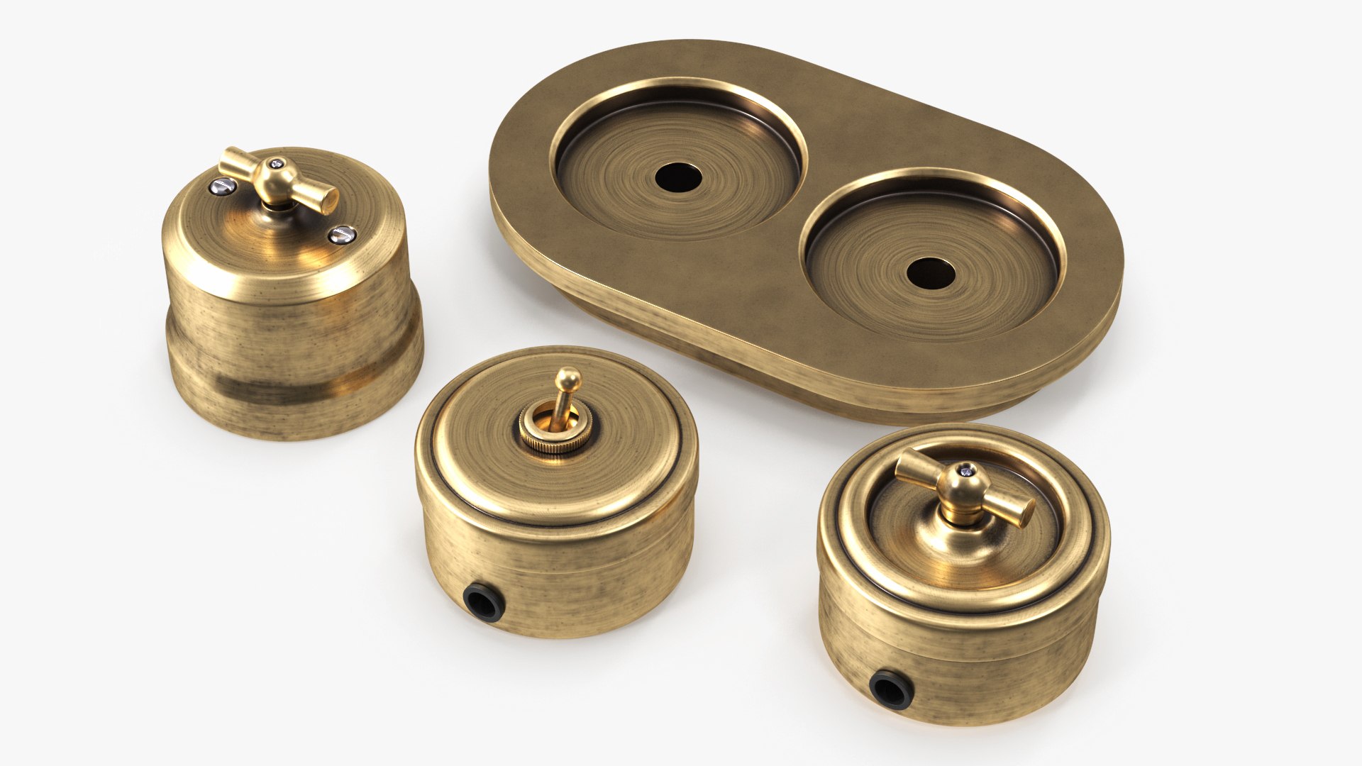 Retro Brass Switches 3D model preview