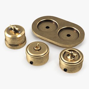 3D Retro Brass Switches model