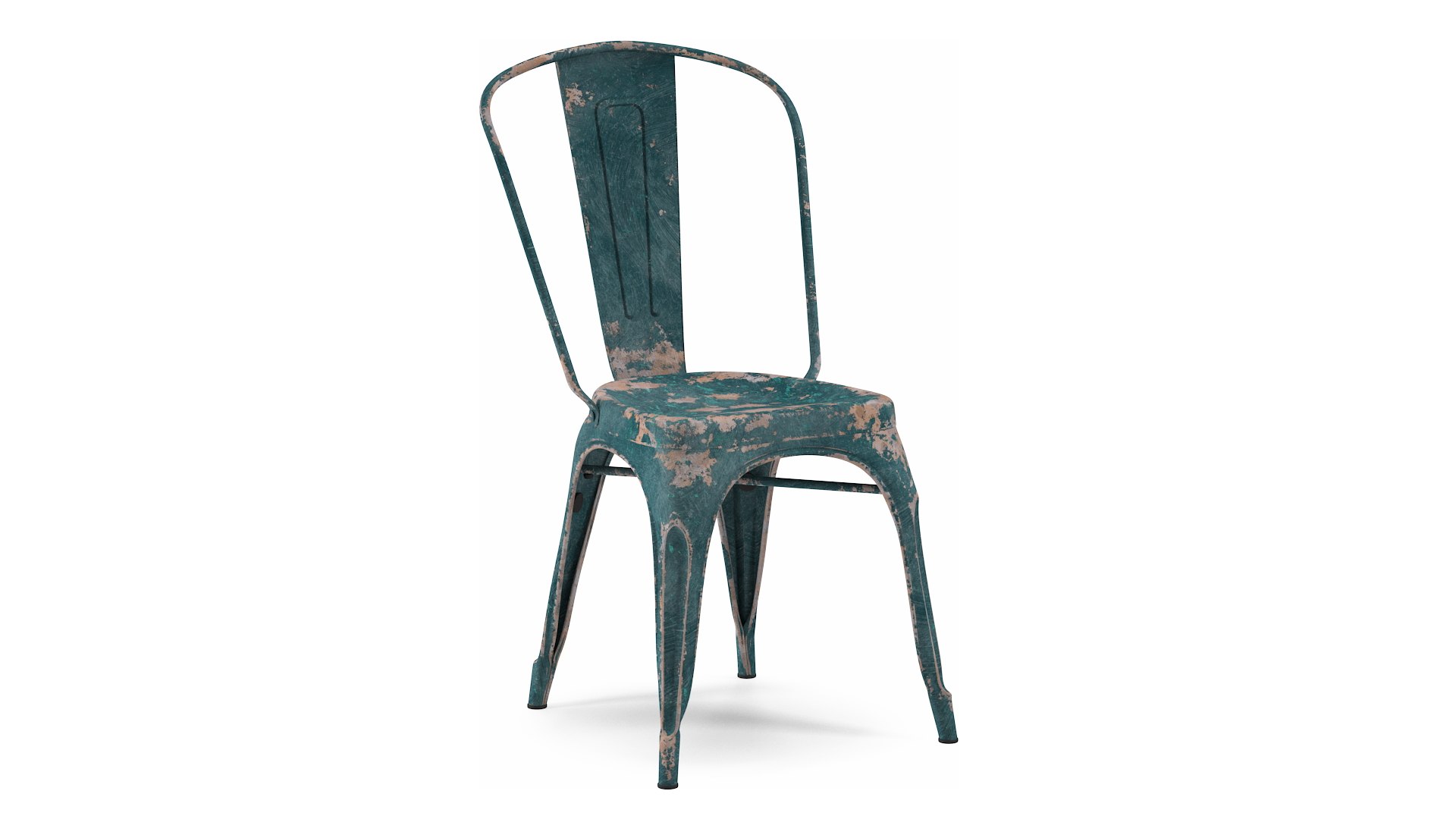 Old Metal Stackable Chair 3D model preview