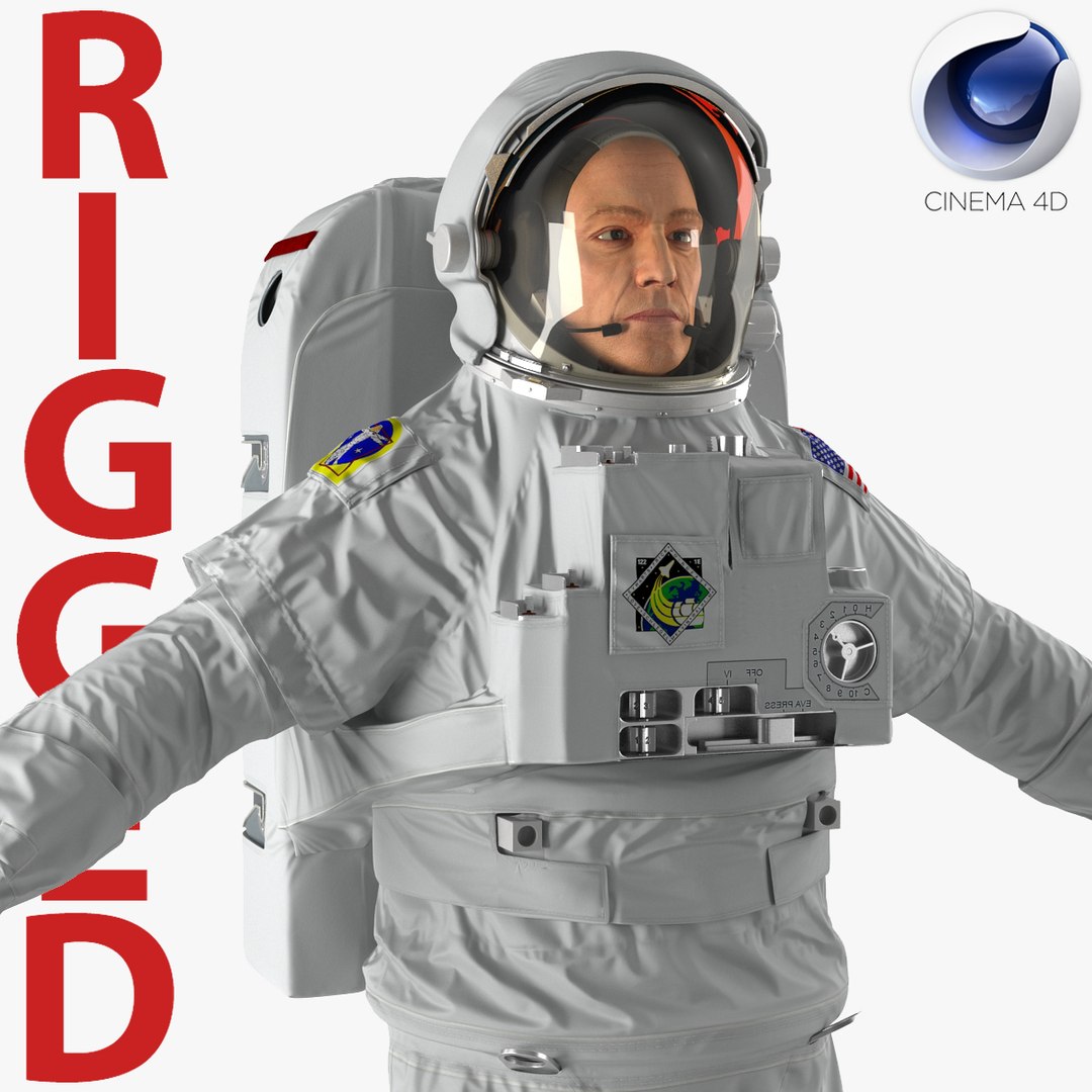 Astronaut Nasa Extravehicular Mobility Unit without Visor Rigged for Cinema 4D 3D Model preview