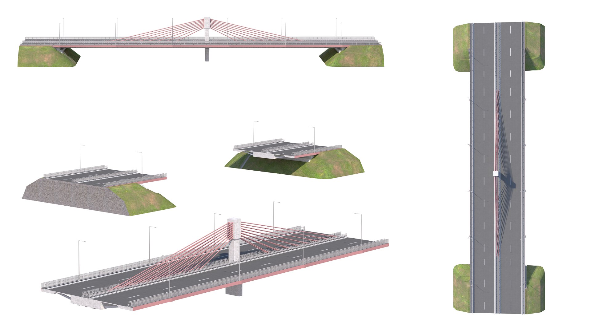 3D Bridge Span Suspension Structure Construction Kit - TurboSquid 2442080