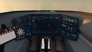 LowPoly Sci-fi spacecraft cockpit interior