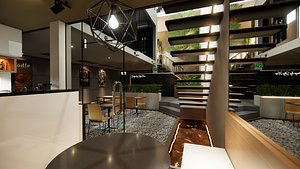 3D Cafe House Ideas Interior Exterior model