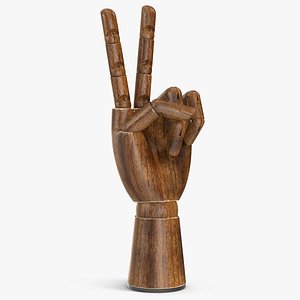 Dark Wood Mannequin Hand Peace Pose