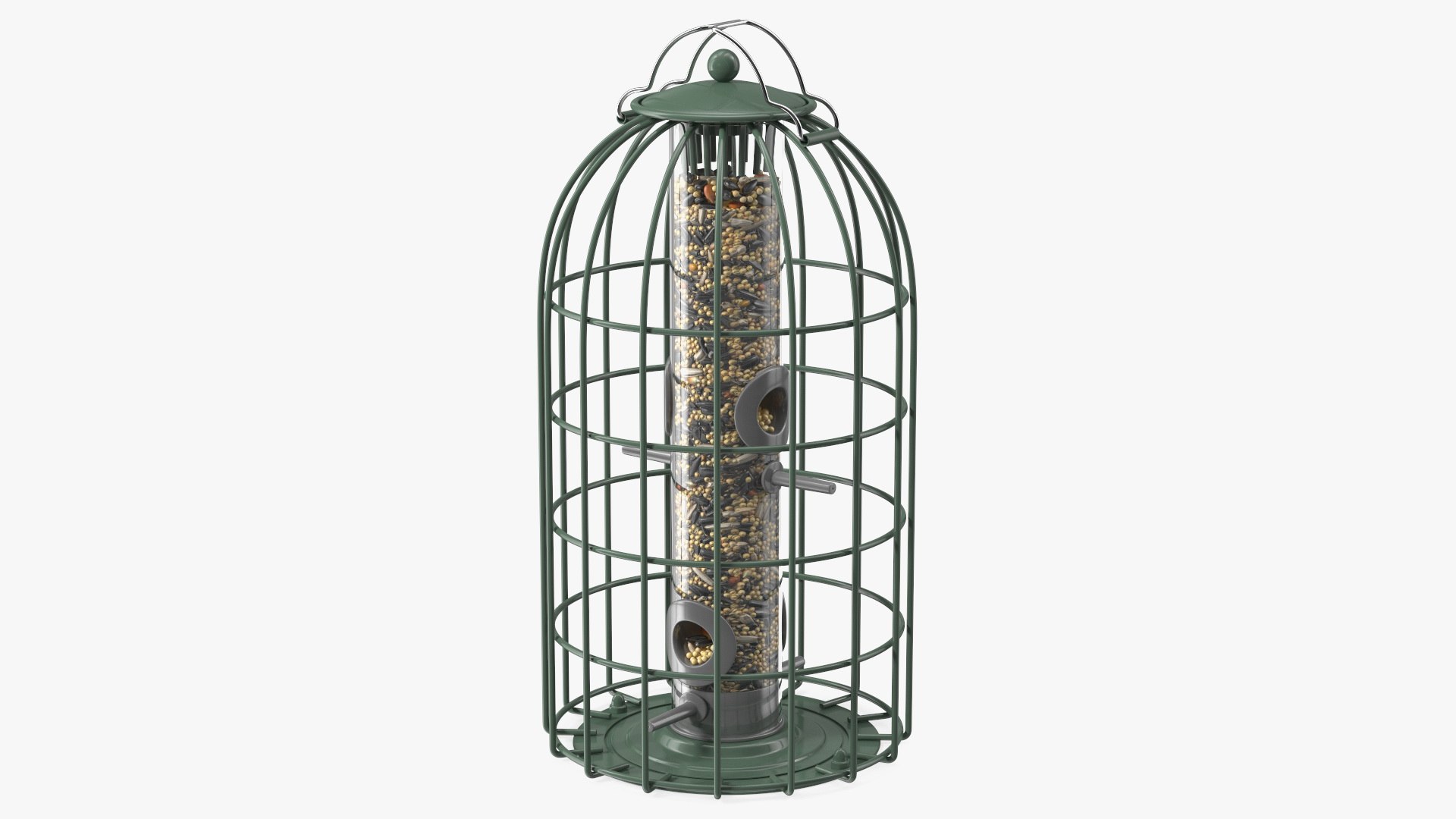 Caged Bird Feeder with Seeds 3D model preview