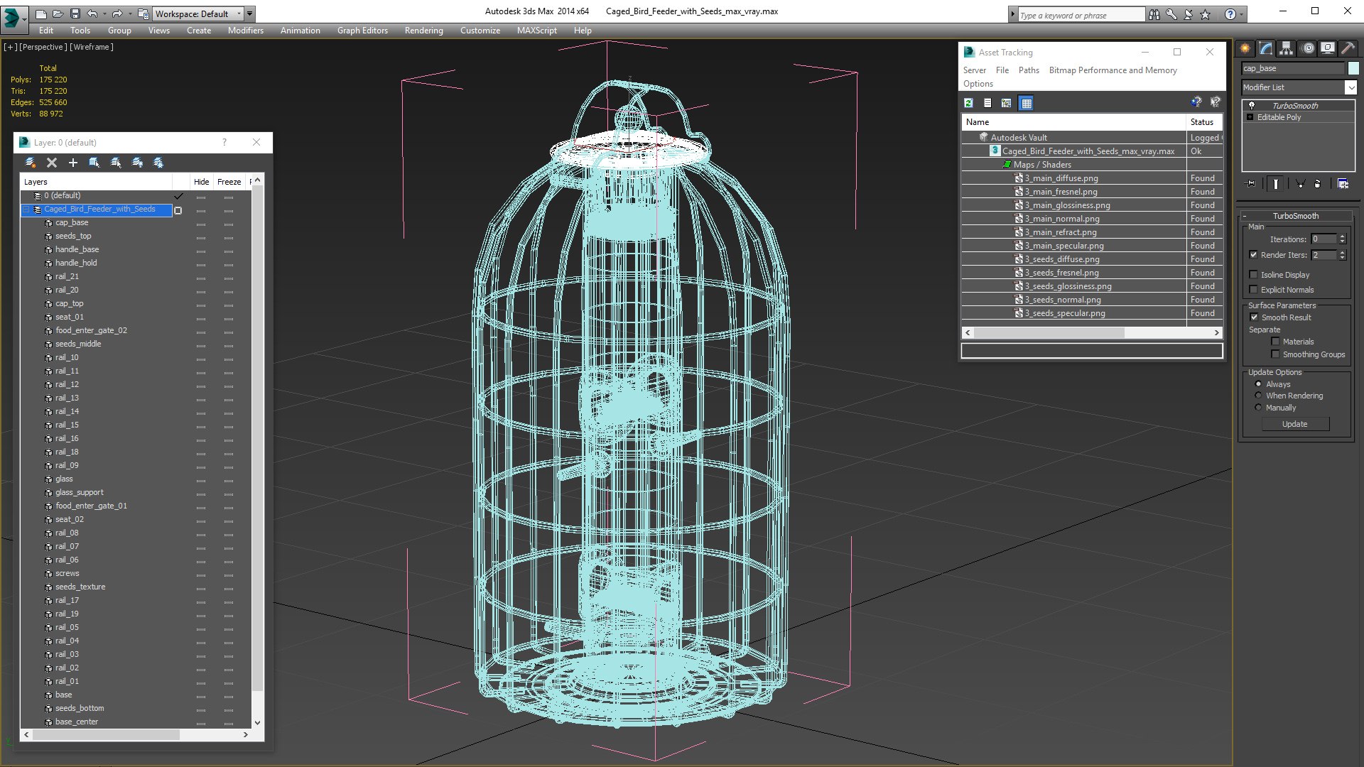 3D Caged Bird Feeder with Seeds model https://p.turbosquid.com/ts-thumb/I8/WaLJzo/WC/cagedbirdfeederwithseedsc4dmodel022/jpg/1622802692/1920x1080/fit_q87/faefb6dcd34229f6a70e3784159c77f97c6c4237/cagedbirdfeederwithseedsc4dmodel022.jpg