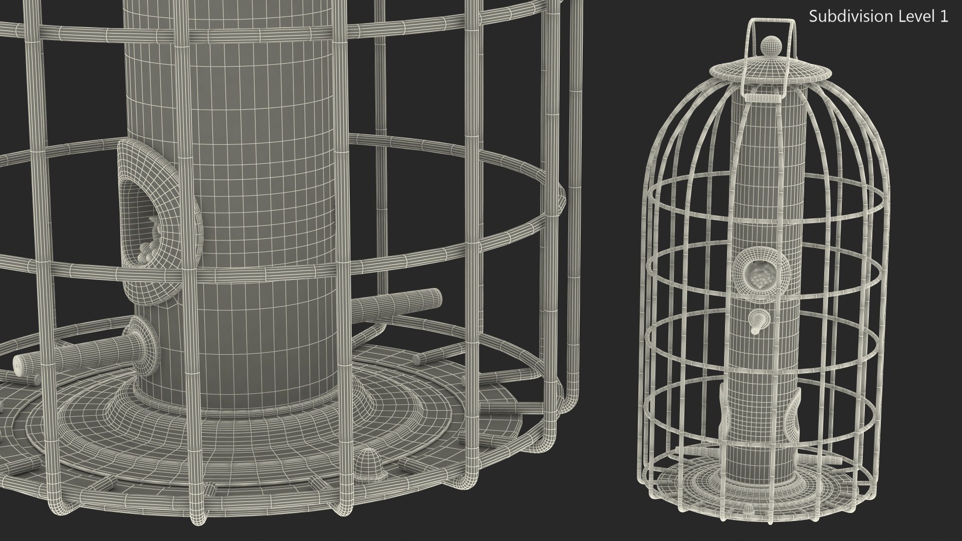3D Caged Bird Feeder with Seeds model https://p.turbosquid.com/ts-thumb/I8/WaLJzo/e5/cagedbirdfeederwithseedsc4dmodel019/jpg/1622802677/1920x1080/fit_q87/44c8798fa2e01dc8f5f2740295ad0695b1f04d5b/cagedbirdfeederwithseedsc4dmodel019.jpg