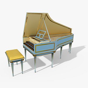 3D model Baroque Harpsichord Louis XIV