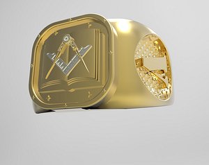 gold mason ring 3D
