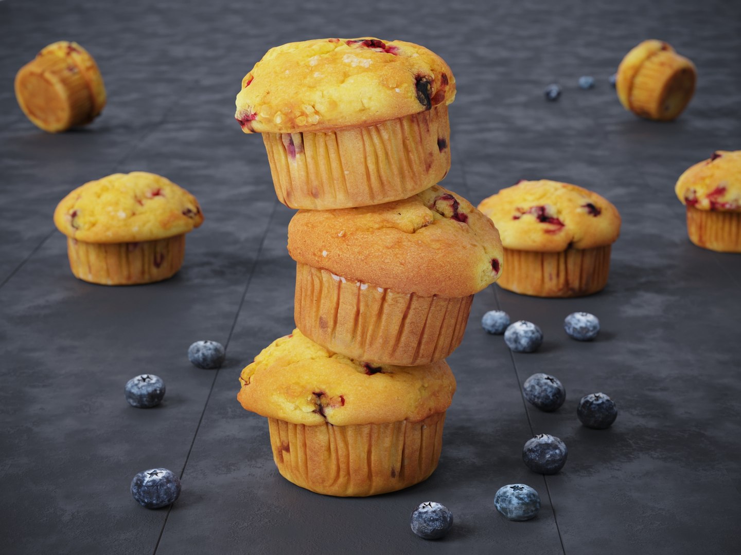 Muffin Blueberry Model TurboSquid 2098434   Preview 01 