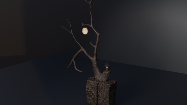 3D interior scene clock in the tree model