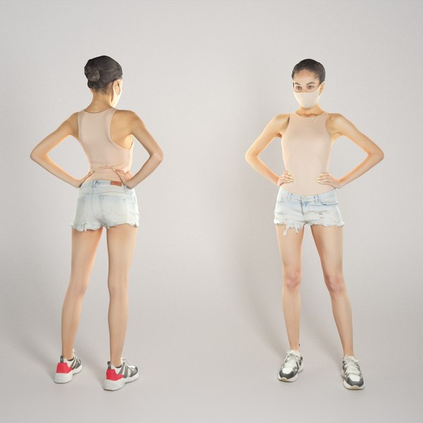 3D scanned human young woman