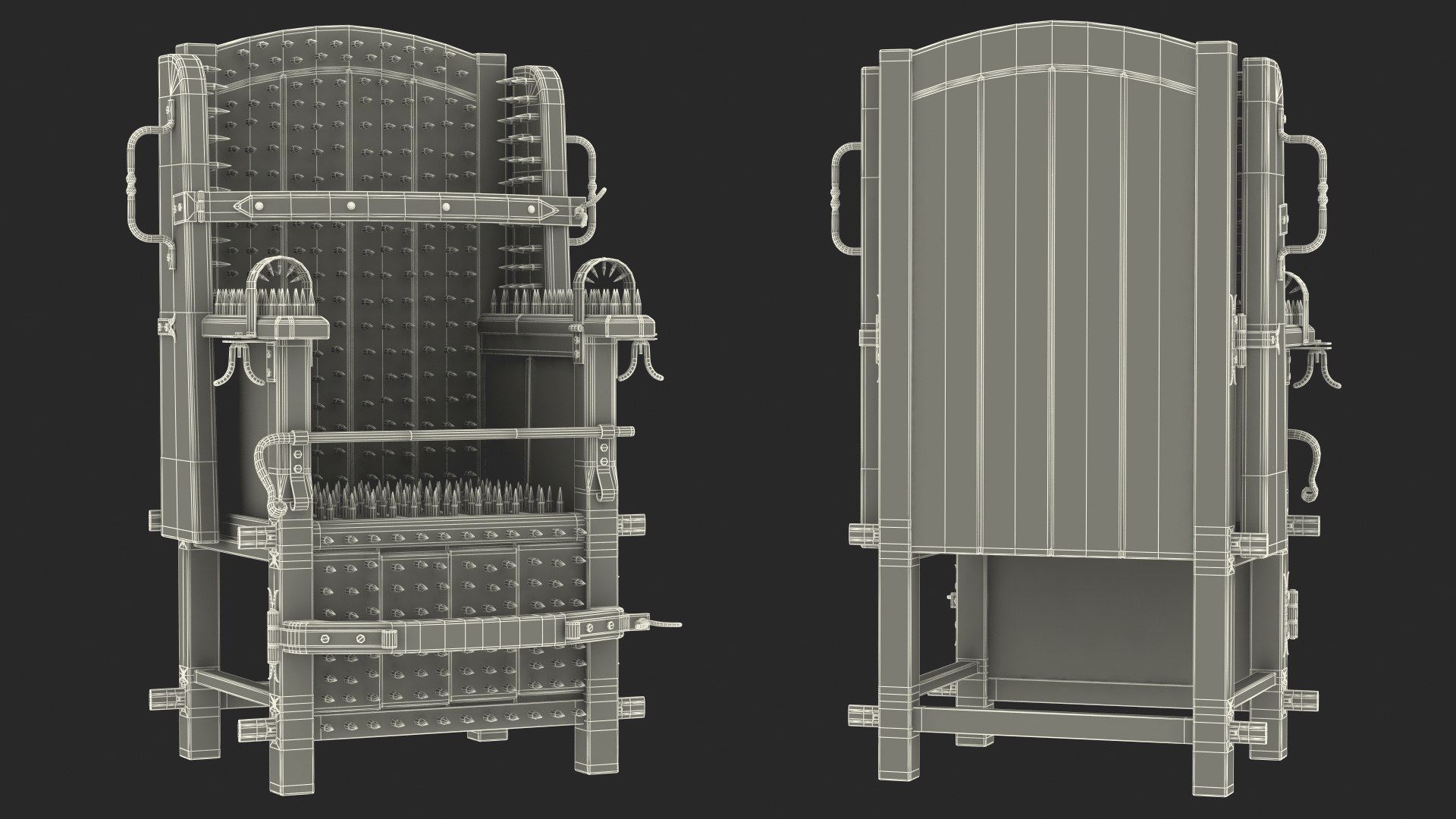 3D Medieval Torture Chair with Spikes model https://p.turbosquid.com/ts-thumb/I8/oBnsHk/BK/medievaltorturechairwithspikes3dsmodel029/jpg/1622018985/1920x1080/fit_q87/0c1b4c7d6fefa3f8db647a6e98ef763580f53352/medievaltorturechairwithspikes3dsmodel029.jpg