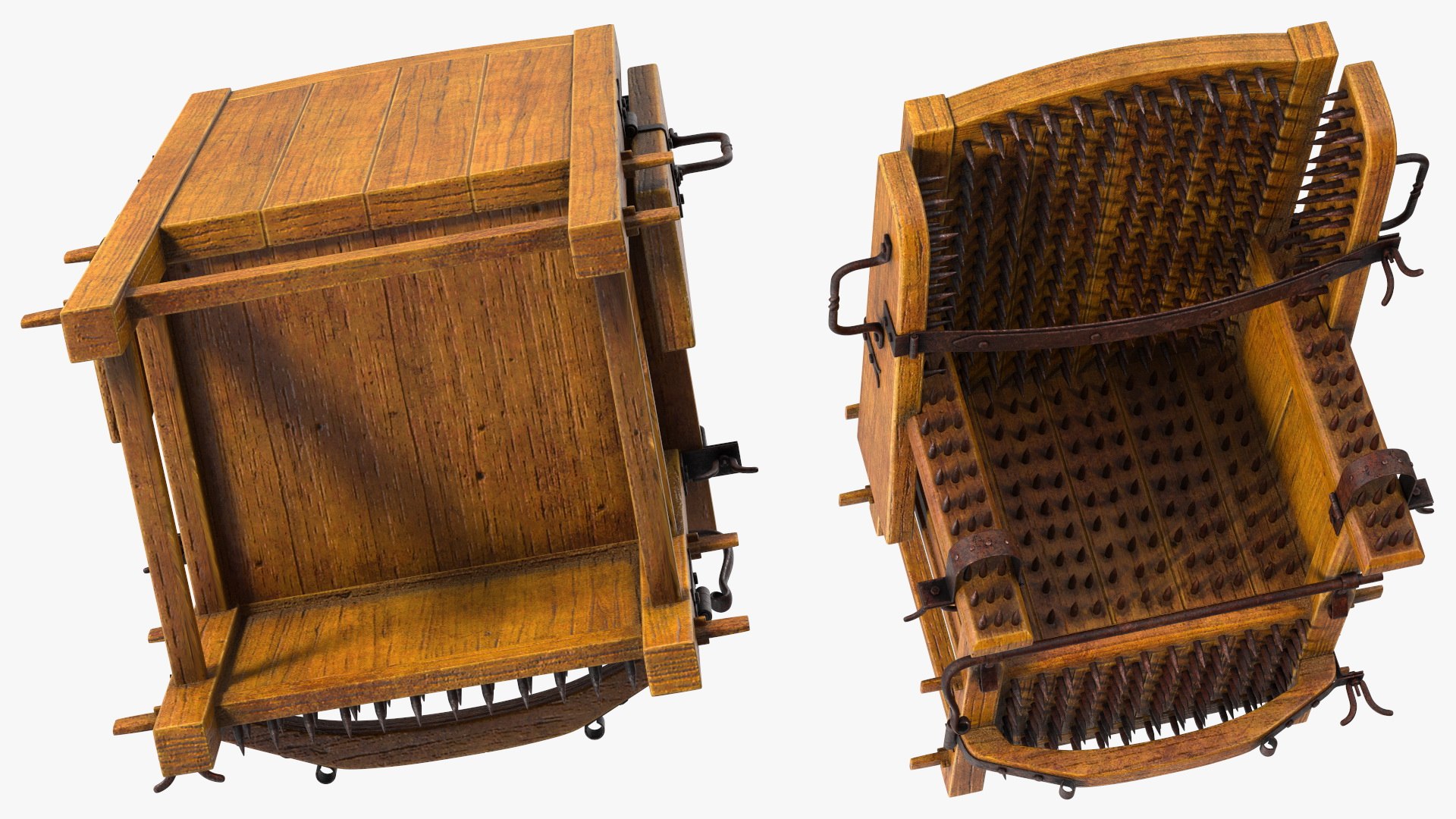 3D Medieval Torture Chair with Spikes model https://p.turbosquid.com/ts-thumb/I8/oBnsHk/iJ/medievaltorturechairwithspikes3dsmodel010/jpg/1622018886/1920x1080/fit_q87/38c0073ffff8caf49f906684339b65a6b8b8d5b7/medievaltorturechairwithspikes3dsmodel010.jpg