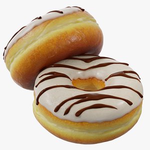 3D Realistic Glazed Donut Chocolate Drizzle