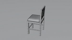 Realistic Wooden Chair 3D Model with White Cushion  High Quality