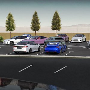 3D Residential Car Parking Area with Car