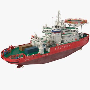 Russian Rescue Icebreaker with Helipad 3D