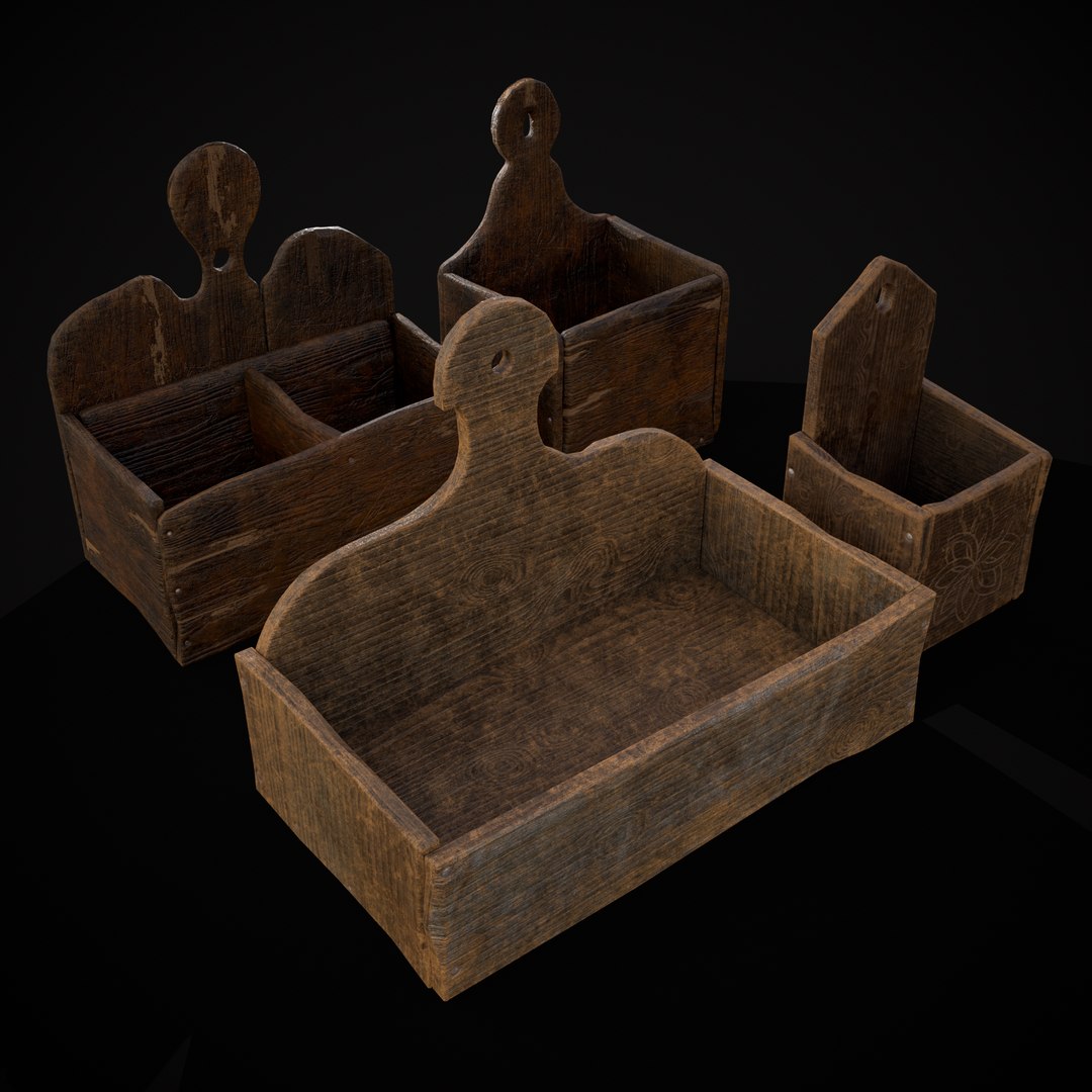 Four Rustic Medieval Crates 3D model - TurboSquid 2052791