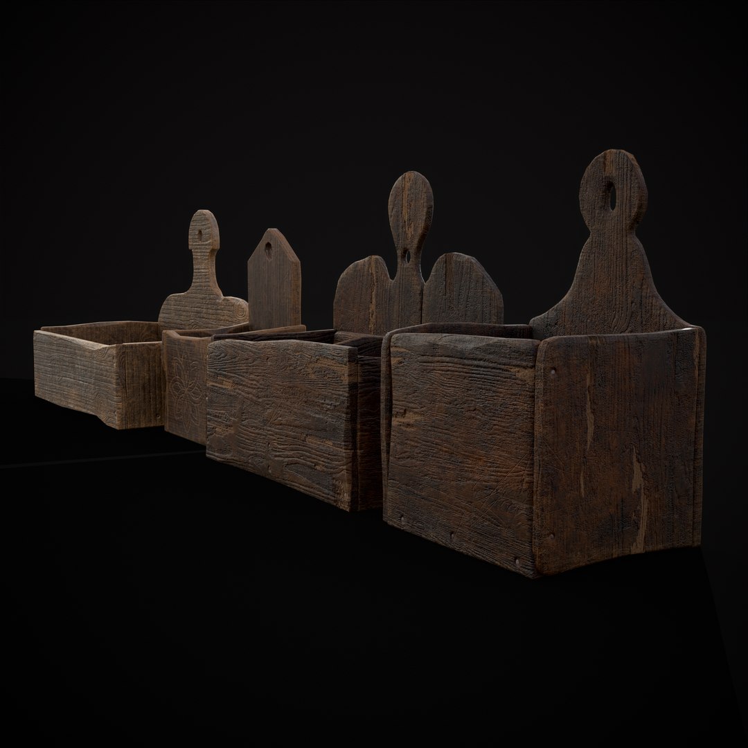 Four Rustic Medieval Crates 3D model - TurboSquid 2052791