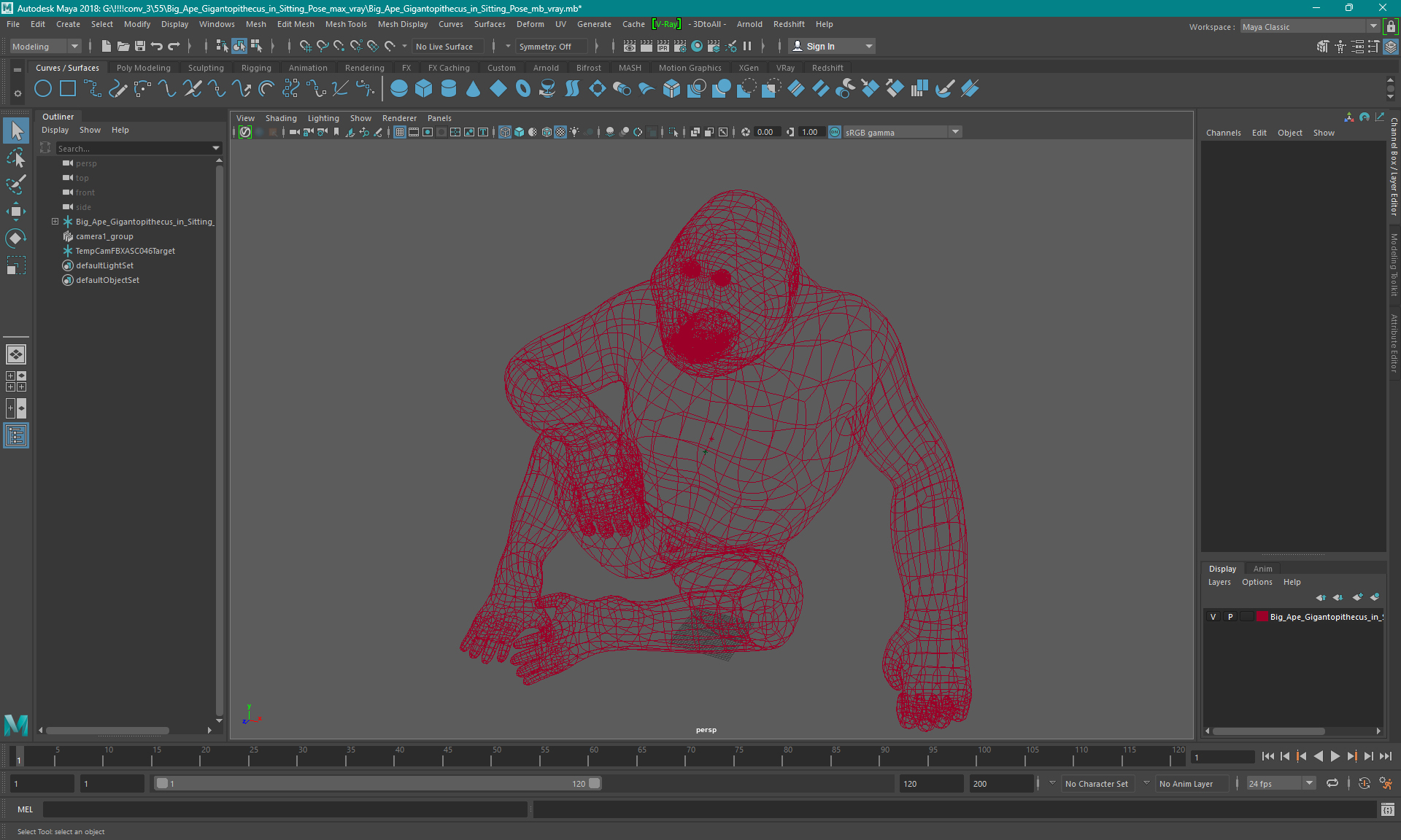 modelo 3d El gran simio Gigantopithecus en posición sentada ...