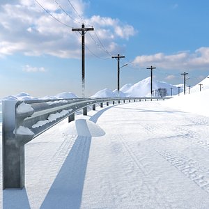 3D Snow Roads-Winter Highway Scene Model Pack