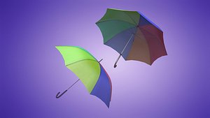umbrella open parasol rainy weather classic fashion wood 3D model