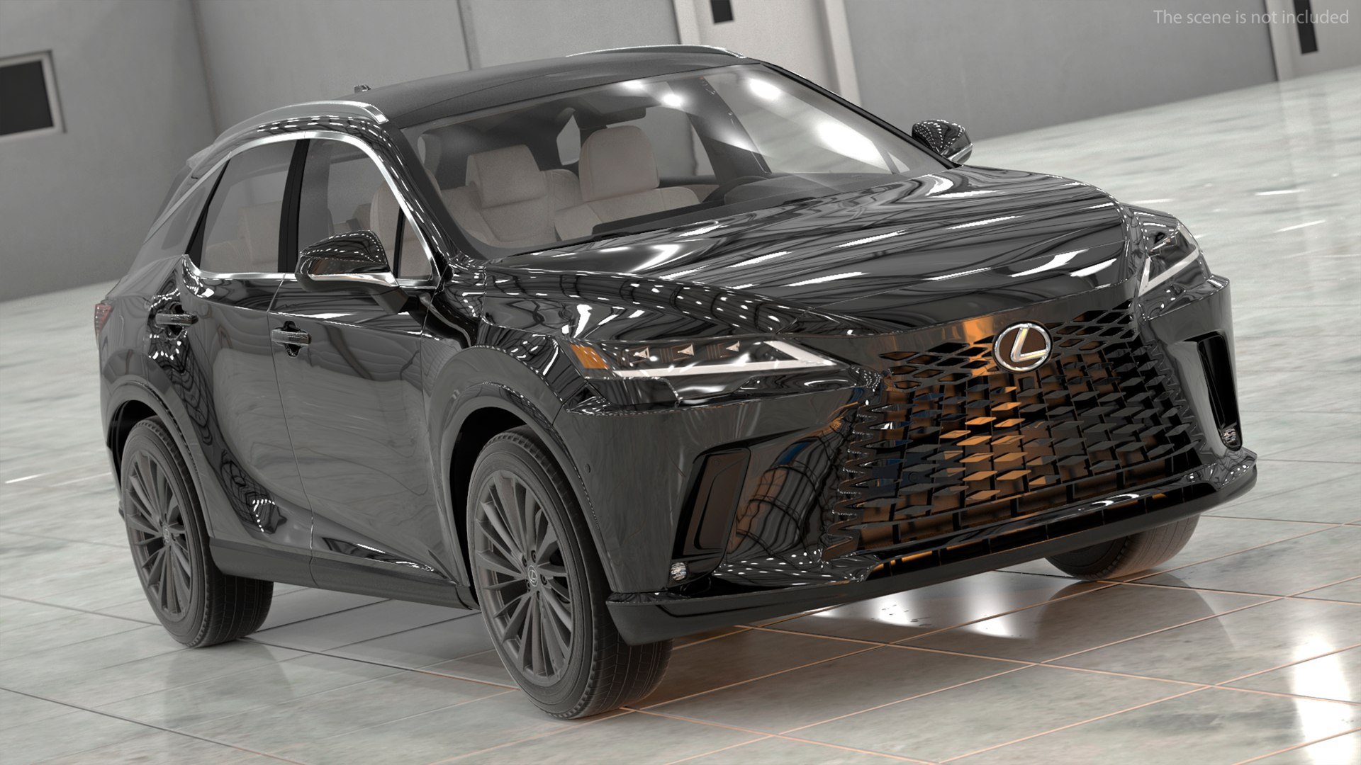 2023 Lexus RX 350 Black Rigged 3D model preview