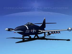 panther f9f jet fighter 3d dxf