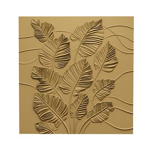 Modern Banana Leaves wall decor Relief STL Mural CNC 447 3D model