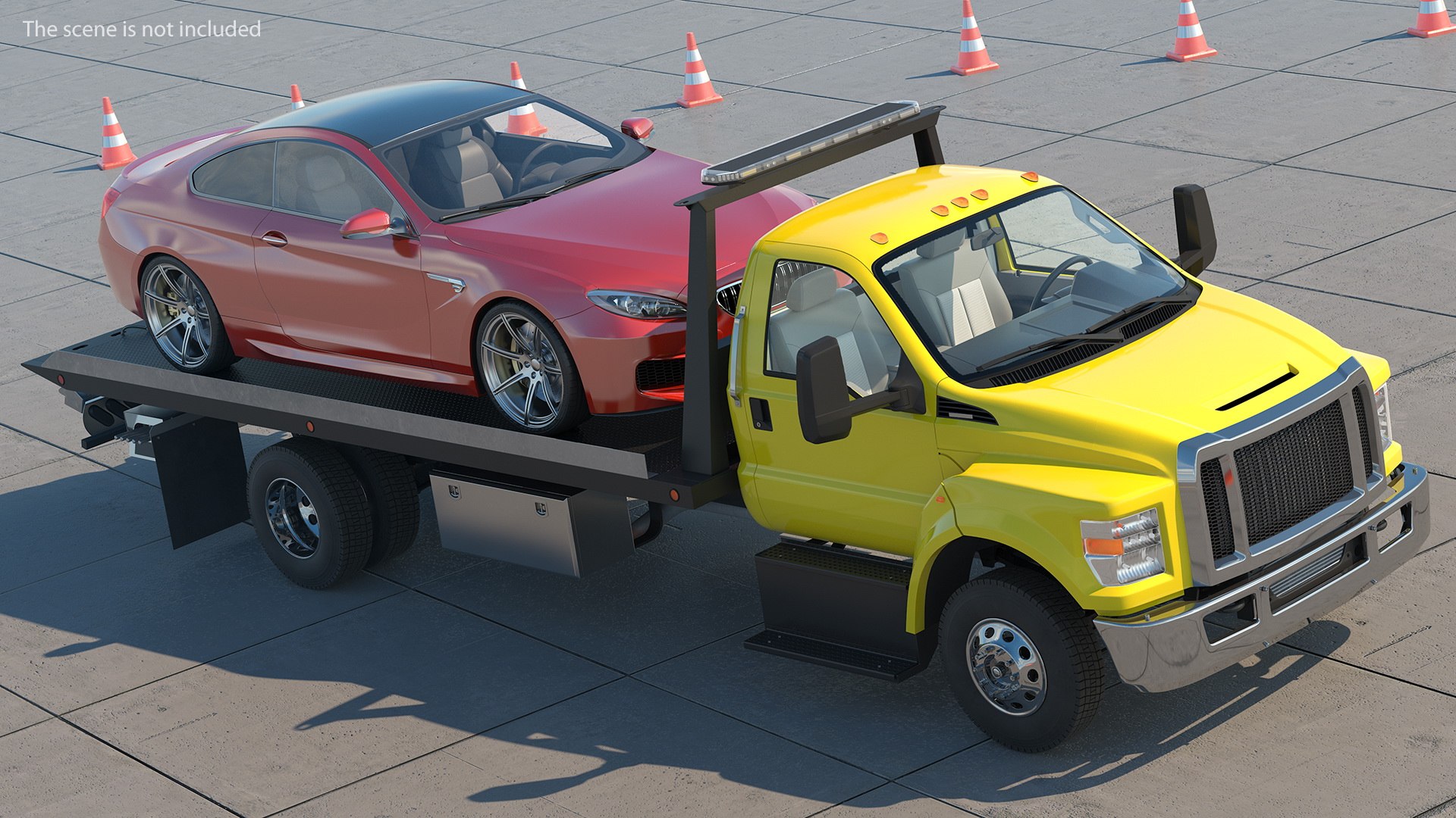 Tow Truck with Evacuated Car 3D model preview