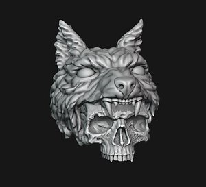 Skull wolf scalp 3D print ready model