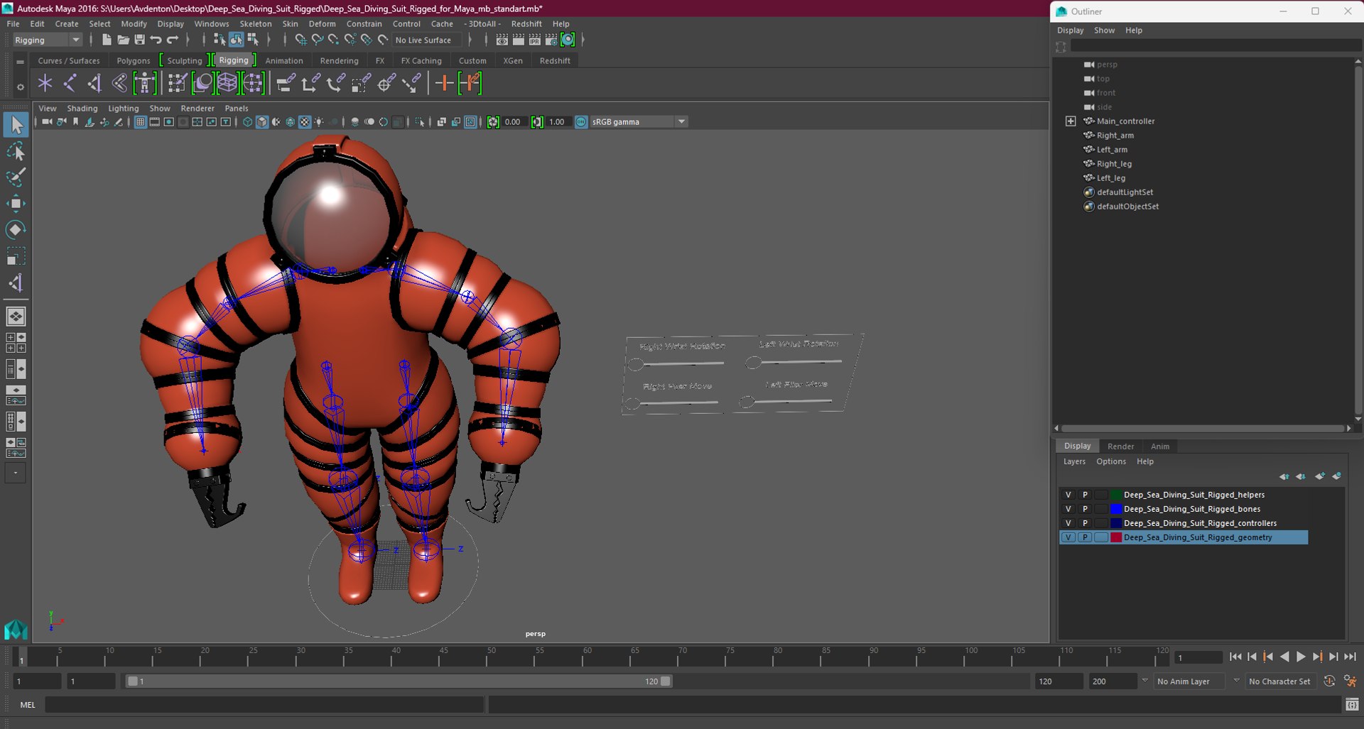 Deep Sea Diving Suit Rigged For Maya 3D Model - TurboSquid 2253669