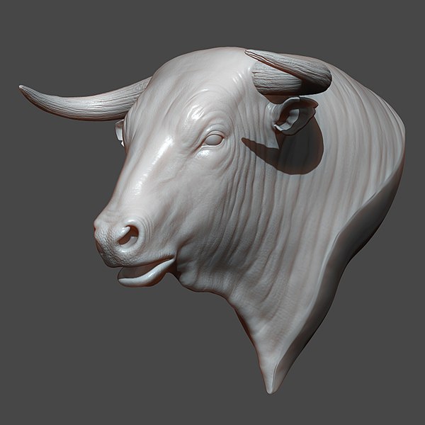 3D Bull Head Highpoly Sculpt