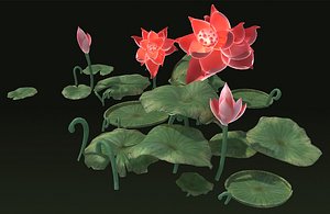 3D model pond park lake leaf