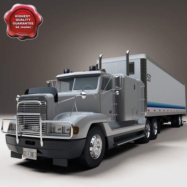 freightliner fld120 special trailer 3d model