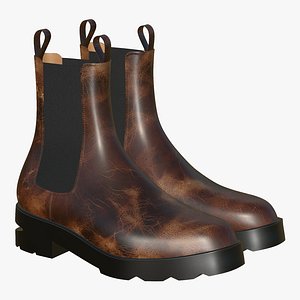 Leather Boots Brown Realistic 3D model
