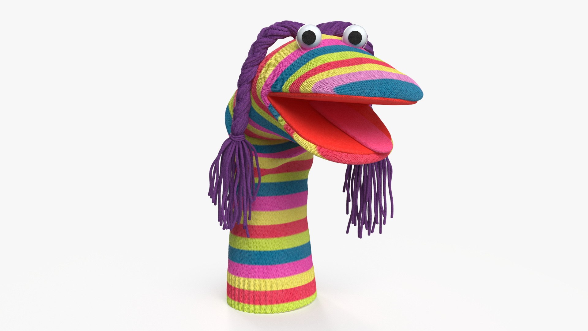Striped Sock Puppet Girl Rigged 3D model preview
