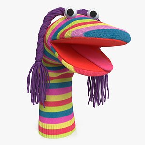 Striped Sock Puppet Girl Rigged
