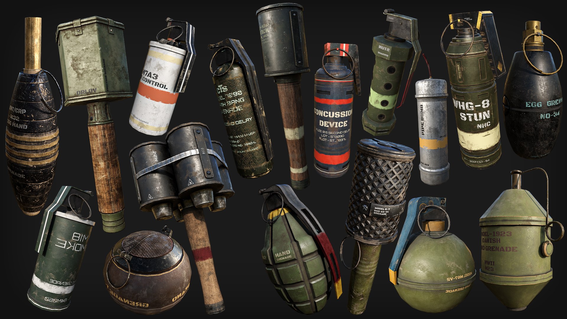 18 GRENADES PACK Game ready models 3D model https://p.turbosquid.com/ts-thumb/IB/FGrAWp/WQ/mainimage/jpg/1726660101/1920x1080/fit_q87/fec1e3e40461da4ca7fd3a903ed2c866cc54a42c/mainimage.jpg