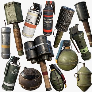 18 GRENADES PACK Game ready models 3D model