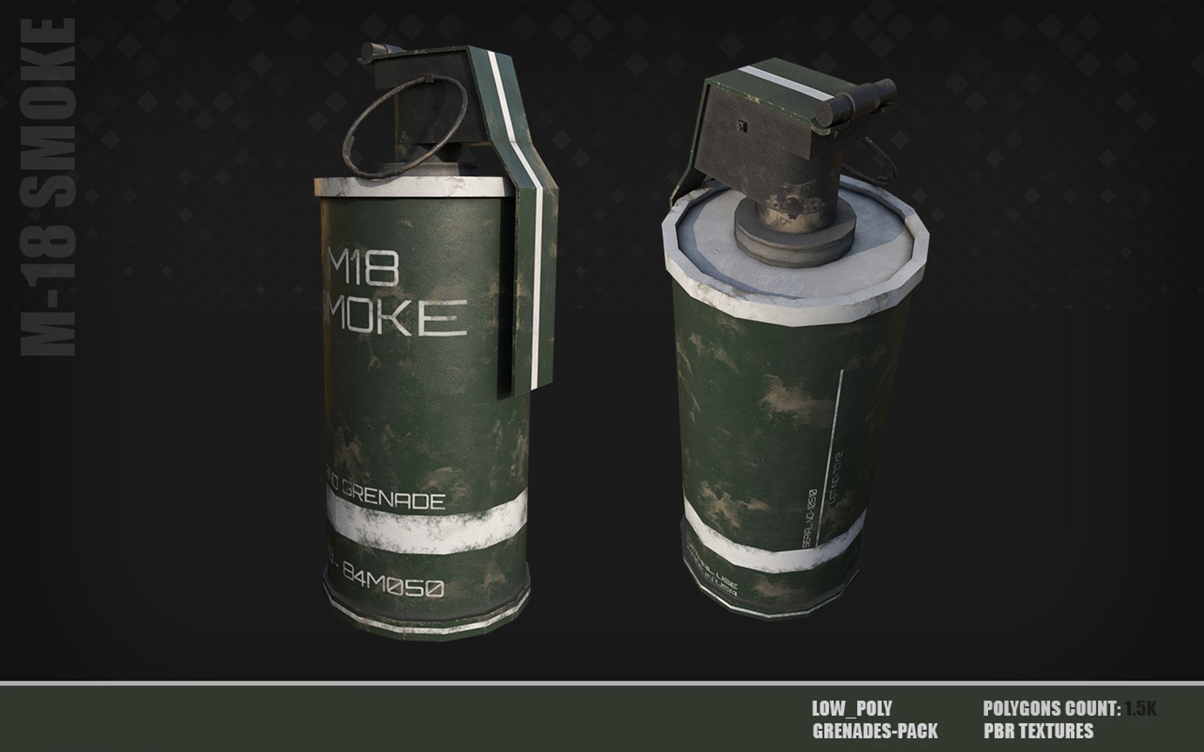 18 GRENADES PACK Game ready models 3D model https://p.turbosquid.com/ts-thumb/IB/FGrAWp/oJ/m18smoke/jpg/1726660095/1920x1080/fit_q87/e1aa382d94620ca5c8b7a723d10ed7b820634de9/m18smoke.jpg