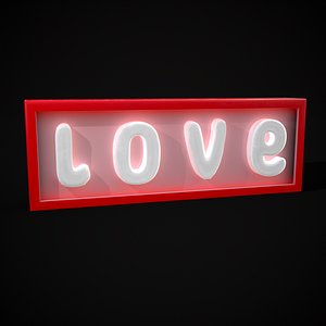3D model Glowing Wooden Love Sign