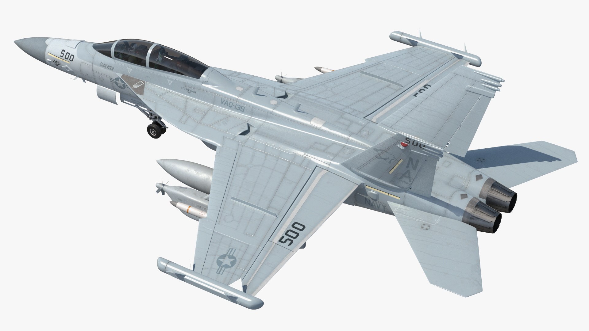 Fighter Jet Boeing EA 18G with Pilot 3D model preview