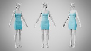 3D Dress 52 Sky Blue With Design