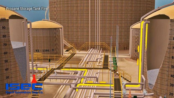 Animation MPEG Video storage tank fire